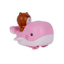 해피플레이 헤엄치는 고래와 곰 물놀이 태엽 장난감, 핑크
