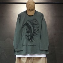 오버홀릭 남성용 오버핏 하쿠나마타타 긴팔티