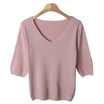 여성용 레단트 브이넥 반팔 니트 NT2847K13