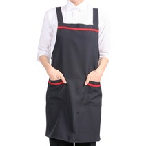 가벼운 H형 앞치마 AE09, 검정 + 빨간줄, 1개