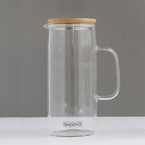 원목뚜껑 내열유리 손잡이 물병 소, 1000ml