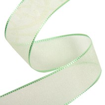 오간디 리본 펄샤인 25mm, 배추, 45m