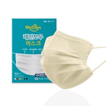 마이데이즈 MB필터 레인보우 일회용 컬러 덴탈 마스크 일반형 L, 3매입, 10개, 옐로우 아이보리