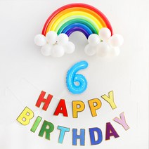 무지개 생일 풍선 세트, 레인보우(생일풍선세트), 하늘 6(숫자풍선), 1세트