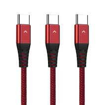 베리어 60W LED PD C to C타입 고속충전 케이블 3p, 레드, 1.2m