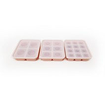 미오미오 실리콘 이유식 큐브 보관용기 3종 세트, 핑크