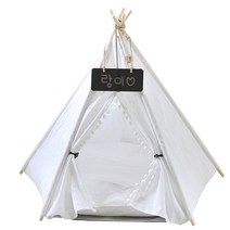 생활살림 반려동물 삼각 인디언 텐트 + 방석 + 미니칠판 세트, 화이트(텐트)