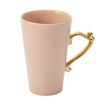 파쉬 앤 골드 손잡이 롱 머그컵 400ml, 살구, 1개