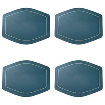 북유럽 스타일 육각 방수 PVC 테이블 매트 4p, 청록색, 44.5 x 22.5 cm
