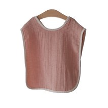 우쭈쭈 이유식용 넓은 거즈면 조끼 미니 턱받이, 핑크, 1개