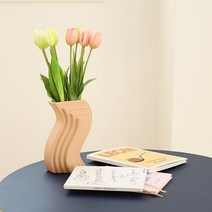 하루의공간 웨이브 도자기 화병, 핑크