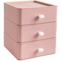 유스너그 화장품 책상 보조 수납함, 핑크, 3칸