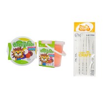 하비클레이 500g x 2p + 점토 도구 5종 세트, 형광주황(클레이)