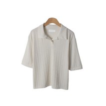 시크블랙 여성용 엔센츠 카라 반팔 티셔츠 T7241K16