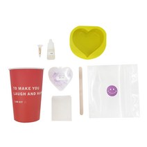 노브워크샵 컵키트 하트 아이솝 보석 비누 DIY 패키지, 보라(비누), 랜덤발송(종이컵, 봉투, 스티커)