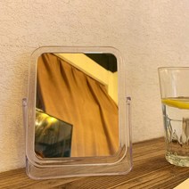 졸리베이비 심플 스퀘어 탁상용 메이크업 거울, 투명