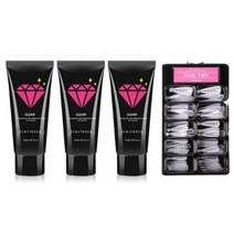 고고블랑 네일연장 폴리젤 45ml 세트, 폴리젤 클리어 3p + 연장팁 스틸레토 100p + 구성품 3종, 1세트
