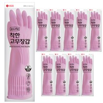 롯데이라이프 착한 고무장갑 중, 핑크, 10개