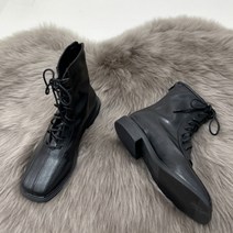 여성용 도도팩토리 자준디 각진코 레이스업 워커 부츠