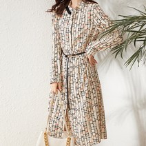 아뗄릭 트렌디한 긴소매 카라 미디 원피스 00349