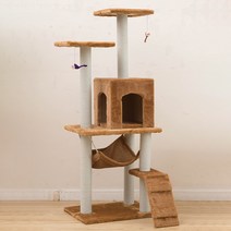 마음이음마켓 고양이 벨벳 캣타워 해먹, 브라운, 1개