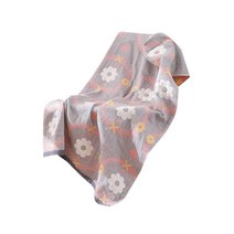 라온투유 거즈면 큐티 심플 패턴 목욕수건 면사, 04 플라워 라이트 그레이, 1개