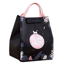 메이크미 학생 직장인 가벼운 보온 보냉 도시락 가방, 캣 블랙