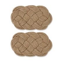 에베티 수제 뜨개 티코스터 타원형 2p, 브라운