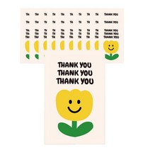도나앤데코 땡큐땡큐 튤립 스마일 스티커 5 x 8 cm, 노랑, 120개
