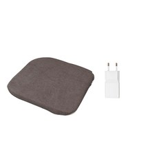 대한 휴대용 3단 온도조절 리모컨 USB 1인용 온열 버닝방석 DH-HEAT + USB충전기 5.0V 2.0A 세트, 다크브라운, 방석(40 x 40cm)