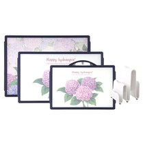 엘리 사각 도마 대 + 중 + 소 + 거치대 세트, 수국