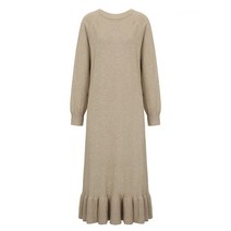 탱커스 여성용 밑단 주름 니트 원피스