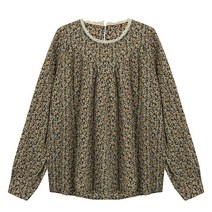 비엔엑스 플라워 패턴 라운드넥 블라우스