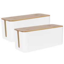 스윗홈 멀티탭 케이블 우드 정리함 중형, 화이트, 2개