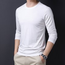 더시럽 남성용 라운드넥 긴팔 솔리드 옴므니트