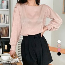무드인더 라운드넥 실키 블라우스