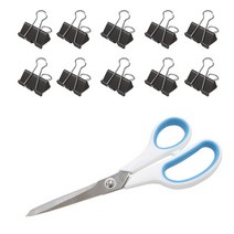 화신 더블클립 블랙 특대 10p + 사무용 투톤 가위 대, 1세트