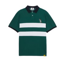 헤지스 남성용 패딩턴 럭비베어자수 컬러블록 반팔 카라티