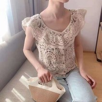 페이퍼먼츠 여성용 뜨개 레이스 이중 플레어 민소매 여름 가디건 01689