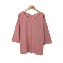 시크블랙 여성용 공므유 스트랩 루즈 반팔 티셔츠 T9338K23