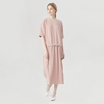 탱커스 페미닌 주름 롱 반팔 원피스 TU1OP014L0