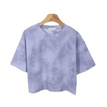 여성용 카로스 물나염 크롭 반팔 티셔츠 T9449K24