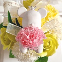 라비다 뉴 카네이션 곰돌이 석고 오너먼트 핑크 + 석고방향제 리필 오일 3ml, 웨딩플라워