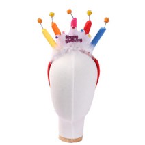 이자벨홈 생일 축하 촛불 봉제 머리띠, 3 화이트깃털패턴, 1개