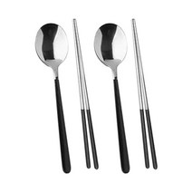 지베아 루체 2인 한식 수저 세트, 숟가락 2p + 젓가락 2p, 실버블랙