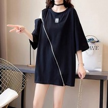 메이첼 여성용 어깨트임 지퍼슬릿 루즈핏 티셔츠 00864