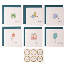 라붐 감성 러블리 수체화 디자인 카드 6종 + 봉투 6p + 스티커 6종 세트, 혼합색상, 1세트