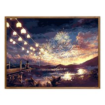 순잠 깜찍 모던 수채화 유채화 개릭터 그림그리기 DIY 세트 40 x 50 x 2.5 cm, 18 불꽃놀이