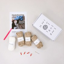 뜨개사계절 초보자용 체커보드백 코바늘 뜨개질 DIY 패키지, 베이지, 아이보리(실), 1세트