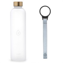 미쓰달봉 트라이탄 시간눈금 안개보틀 1000ml + 손목 스트랩 세트, 프로스트 화이트(보틀), 실버(스트랩)